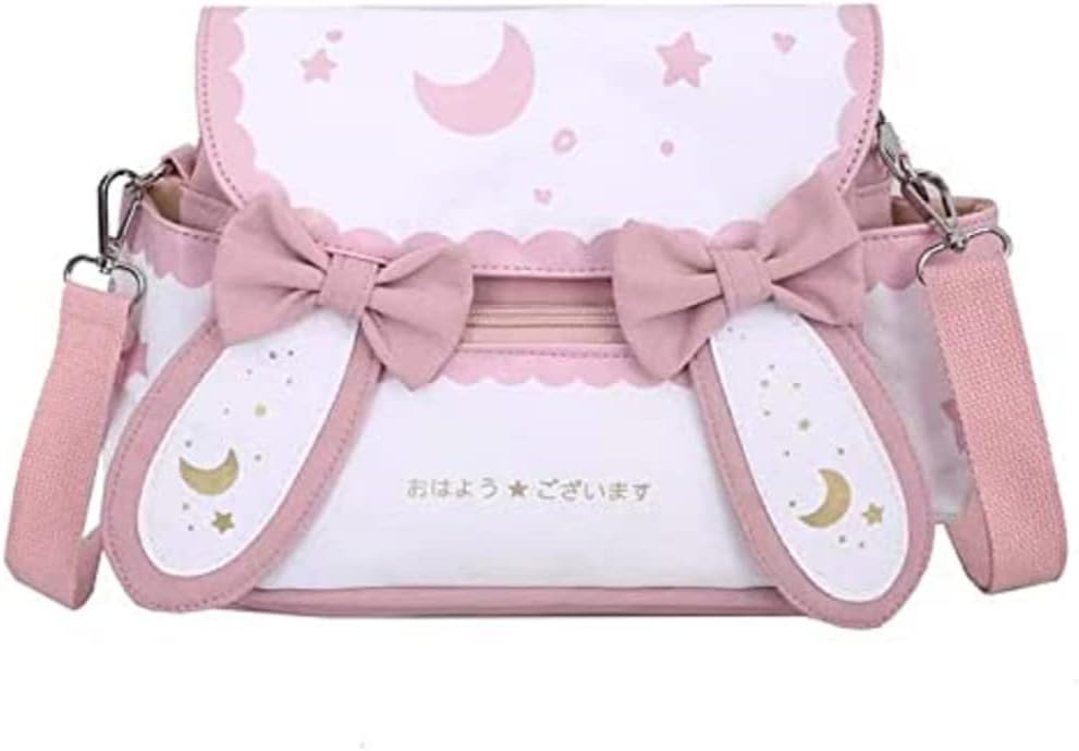 Japanese Kawaii Bunny Ear Backpack with Cute Manga Girl School Backpack Book Bag Satchel Student Teen JK (Small, Black)