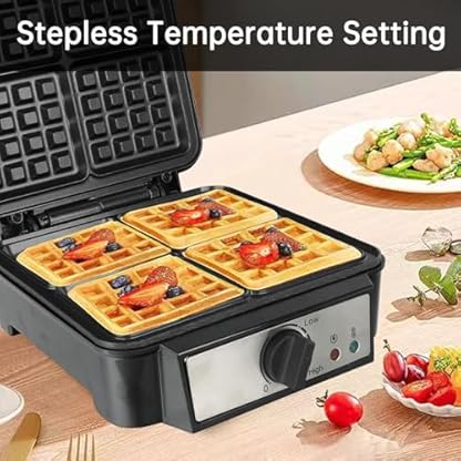 XXL Waffeleisen, 4 Scheiben, 1200 Watt, Waffelautomat, Paninigrill, Waffeltoaster Toaster Waffle Maker – Bild 5