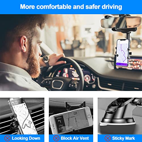 Tmyioyc Rotatable And Retractable Car Phone Holder, Multifunctional Rearview Mirror Phone Holder For Car [New Version][Universal] Rear View Mirror Phone Mount For Car Compatible With All Mobile Phones #TOP1