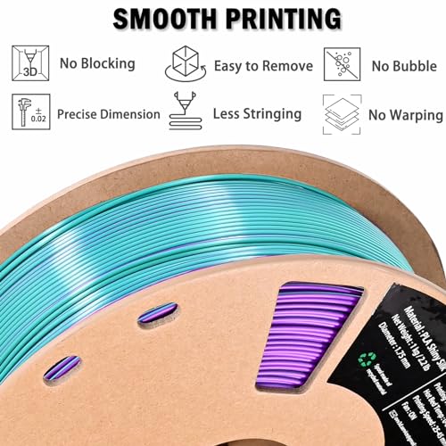 Image of OVV3D PLA Filament 1.75mm, 3D Printer Filament Silk PLA Dual Color Filament, Purple and Sky Blue PLA Filament, Color Change Every Inch Filament 3D Printer Filament + /-0.02mm, 1kg /2.2lb