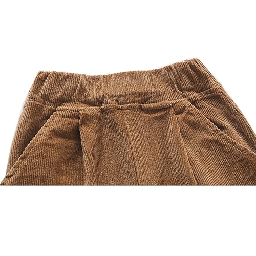 Boy's Casual Elastic Waist Tapered Trousers Long Corduroy Pants2