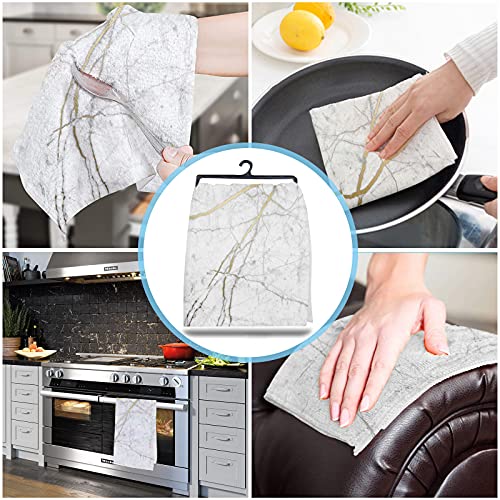 Marble Gold Kitchen Towels,White Grey Gray Modern Absorbent Elegant Microfiber Kitchen Dish Hand Tea Towel,Little Black Textured Drying Cleaning Cloth Rugs Dishclothes Decorative Sets (2-Pc,18X28) #TOP3