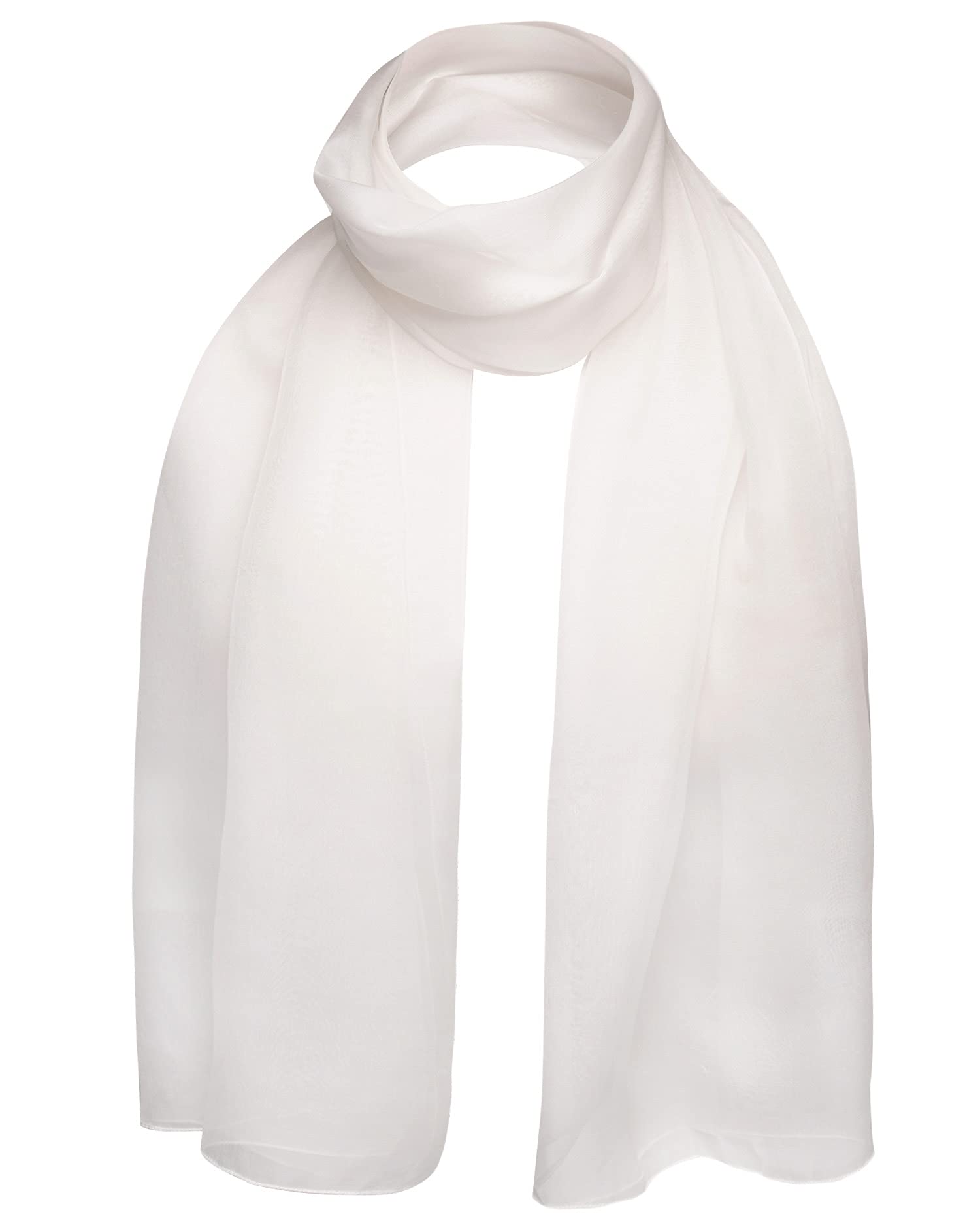 Basic Sense Women's Off-White Plain Chiffon Soft Sheer Scarf,
