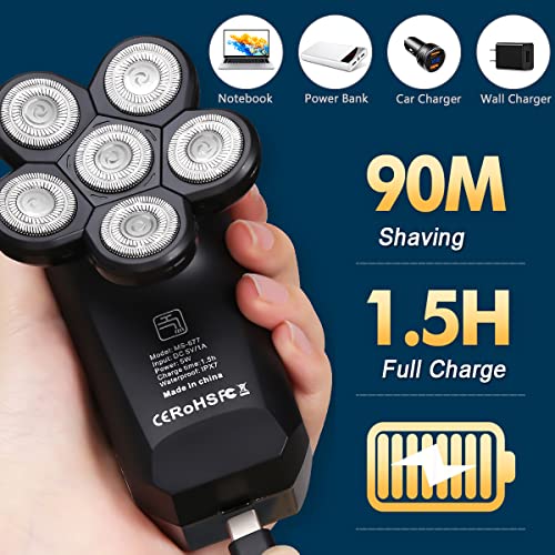 Head Shaver For Men, Yblntek 5-In-1 Electric Razor For Men Cordless Led Bald Head Shaver, Ipx7 Waterproof 6D Rotary Shaver Grooming Kit With Nose Hair Trimmer, Valentine's Day Gift For Men, Husband #TOP3