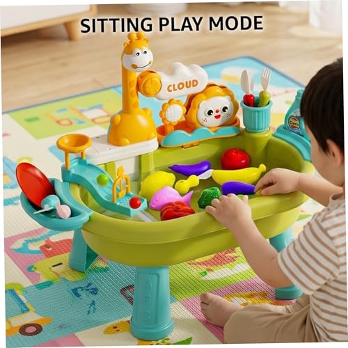 Évier jouet avec eau courante table à eau multi-jeux tout-petits avec écoulement - 5