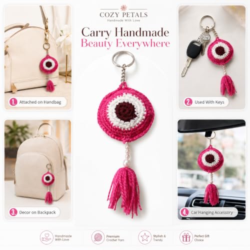 Image of Handmade Crochet Keychain Flower Design