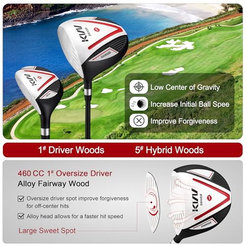 Image of KVV Men Complete Golf Clubs Set, 7 /11 Piece Full Golf Club Set with /Without Stand Bag, Right & Left Handed All Golf Clubs for Men Beginner