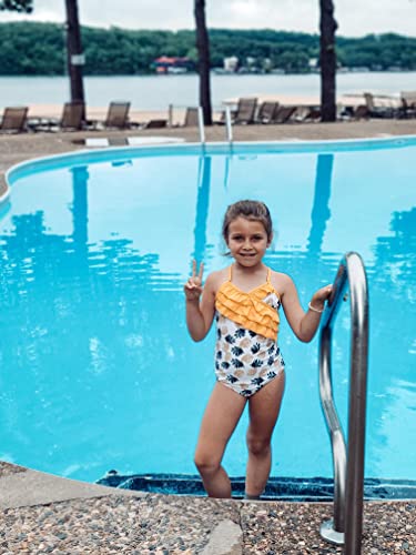 Toddler Girls One Piece Bathing Suit Pineapple Graphic Hawaiian Swimsuit Adjustable Strap Halter Swimwear Bikini For Surfing 4-5 Years #TOP1