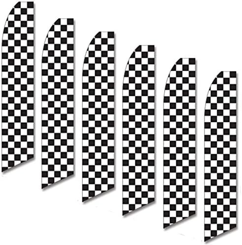 Six (6) Swooper Flags Black White Race Check Checkered Flag