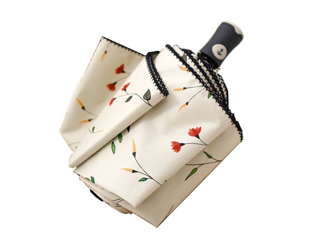 KJLMAutomatic Folding Umbrella Begonia Flower - A Sweet Date, Beige,