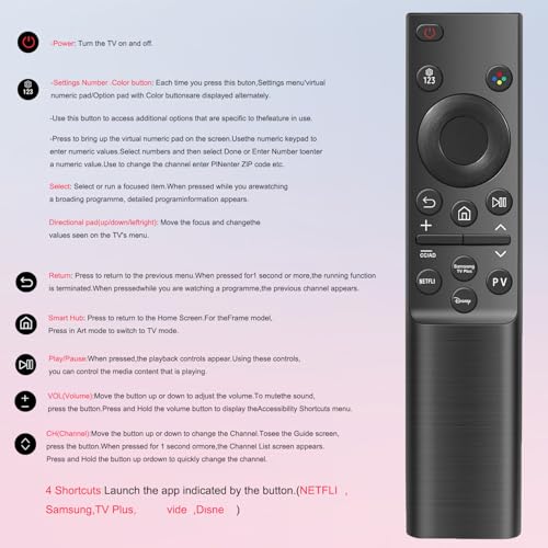 Image of 【Pack of 2】 Universal for Samsung TV Remote Control for LCD LED HDTV 3D Crystal UHD TV Series Smart TV Remote