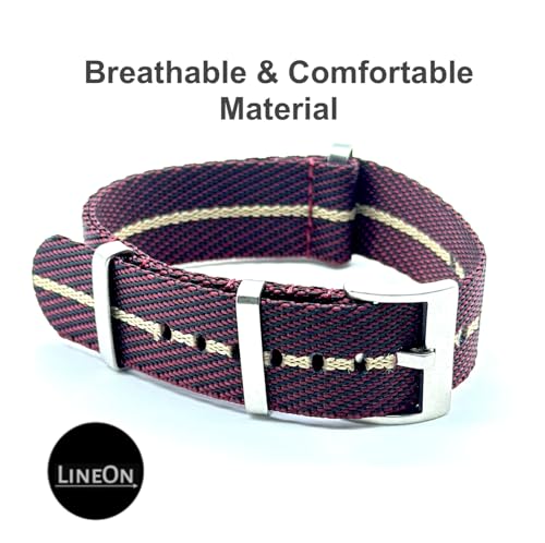Image of Lineon 20mm & 22mm Stainless Steel 304 Buckle & loop Nylon Vintage Style NATO Watch Strap ONE WAY NATO Nylon STRAP Imported Quality With Pins and Pin Remover Tool (Include)