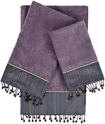 Sherry Kline Silk Strie Lavender 3Piece Embellished Towel Set Silk Strie 3Piece Embellished Towel Set,Lavender