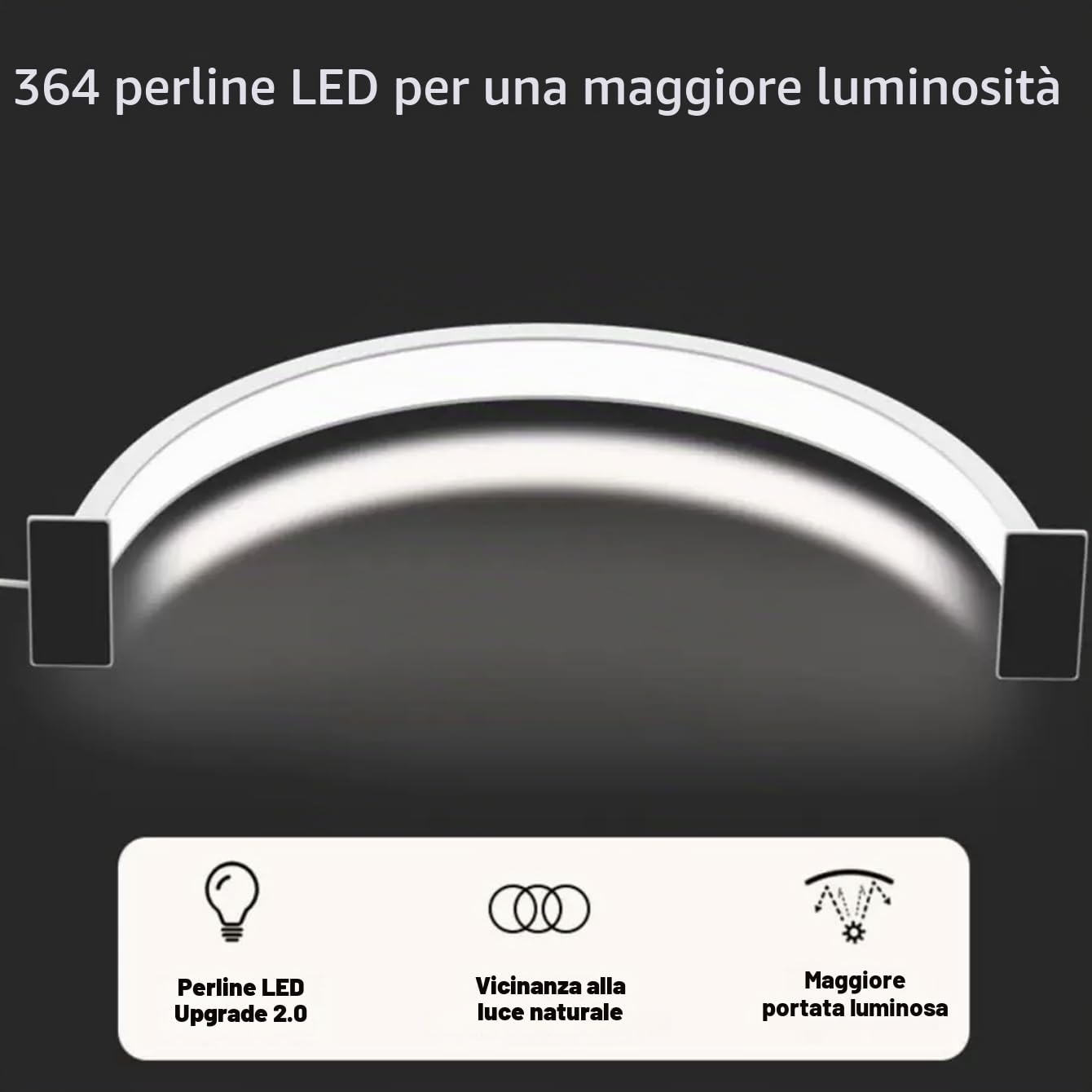 L52CM (20.47in), H30CM (11.81in) Lampada a mezzaluna, Lampada da tavolo per taglio ciglia, Lampada da lettura, Lampada per unghie per tavolo unghie, Lampada da tavolo per illuminazione interna