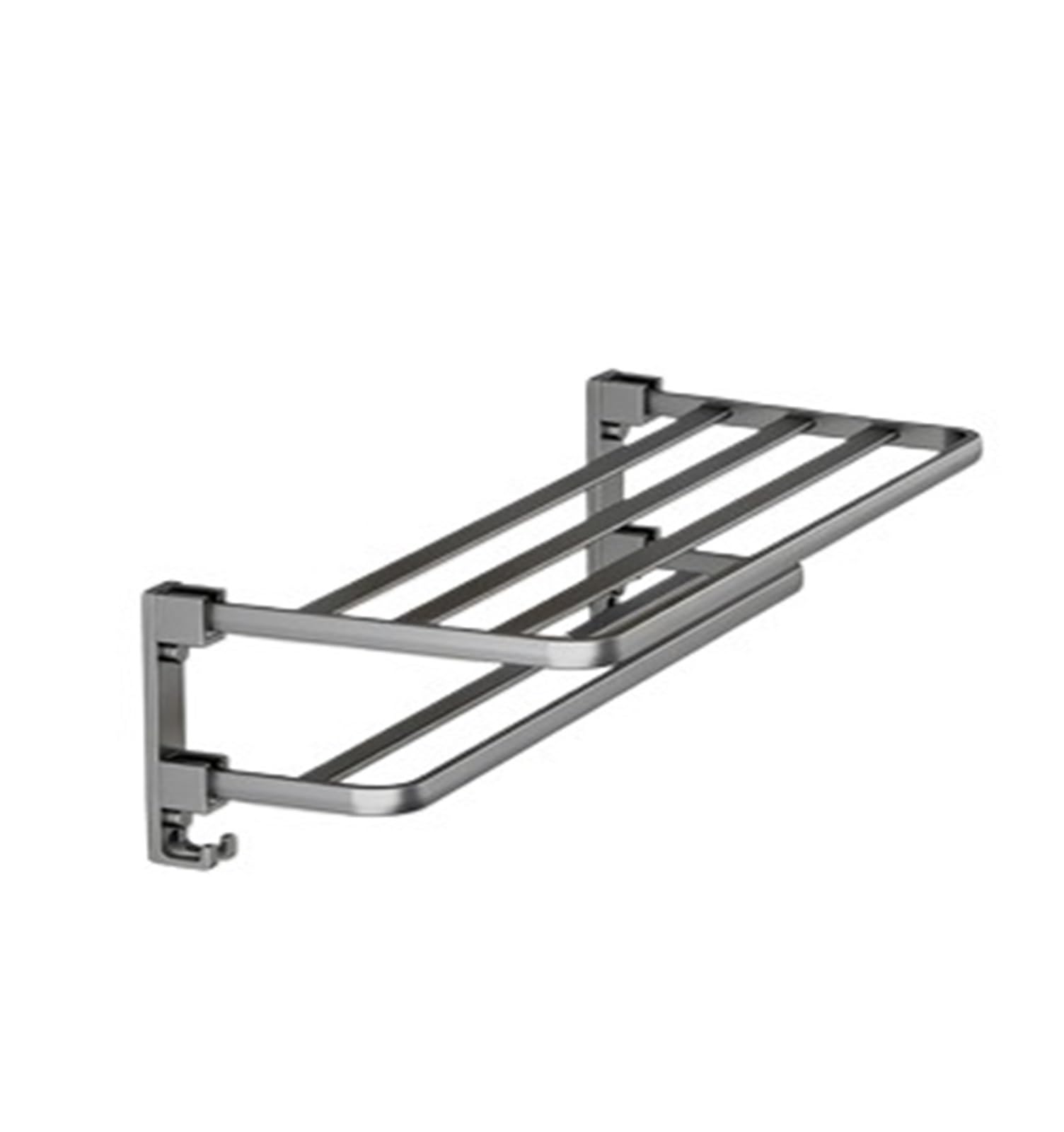 1pc Matte Black 50CM Folding Holder With Hook Towel Wall Mount AluminumTowel Rack(Grey 50cm)