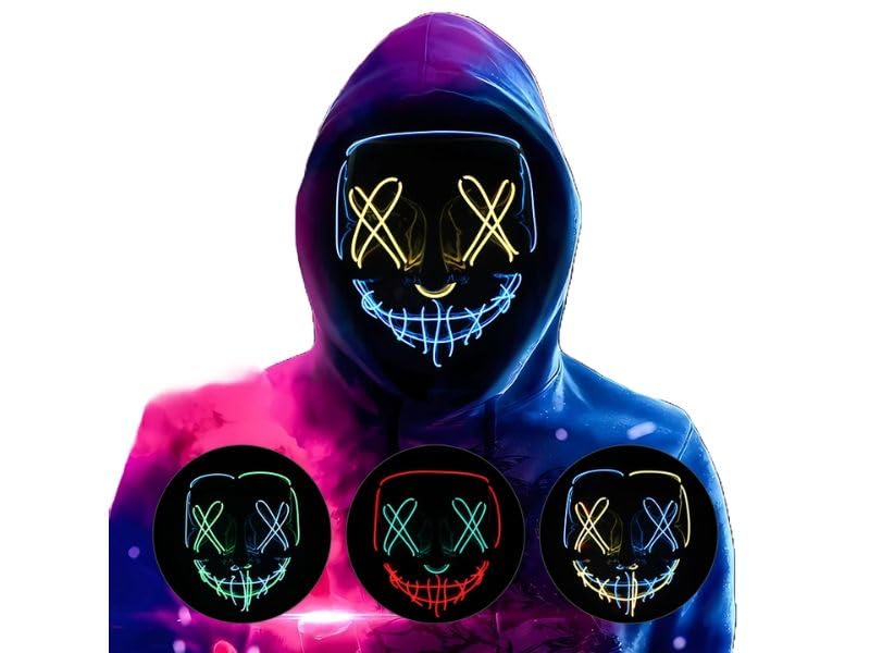 NeoGenius LED Light Up Mask for Halloween, Neon, and Bachelor Party Decoration (Yellow Blue) (B0CN1B49K8) Amazon Price History, Amazon Price Tracker