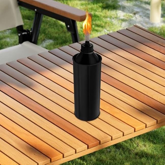 Kisangel 2pcs Refillable Torch Canisters, Replacement Bamboo Torch Canisters with Wicks for Outdoor Lighting Garden Patio Deck