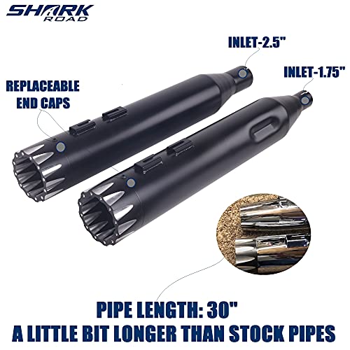Image of SHARKROAD Black 4.5'' Slip Ons Mufflers for 17-up Harley Touring | Exhaust Upgrading, HDMF-451726BB