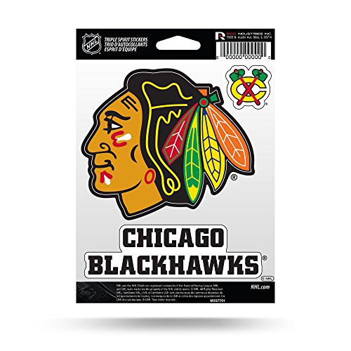 Rico Industries NHL Chicago Blackhawks Die Cut 3-Piece Triple Spirit Sticker Sheet