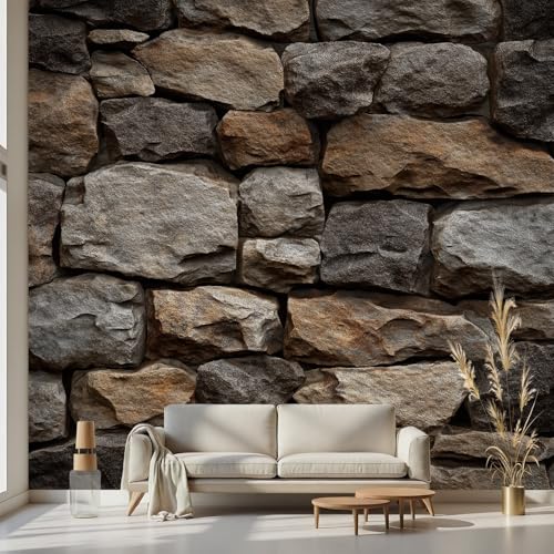 Kioldoq Papier Peint Pierre Vintage Pierres Adhesif - Papier Peint Brique Rétro Briques Imperméable, Papiers Peints Panoramique Autocollant Pour Cuisine Chambre Salon 150x105 cm