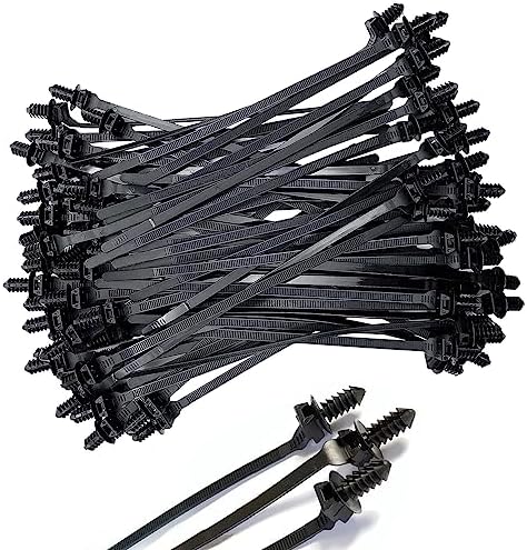 Push Mount Cable Ties - Winged & Non-Wing Nylon Zip Ties For Car Chassis - Black/White