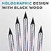 Ticonderoga Noir Black Wood-Cased #2 Pencils, Holographic Design, 12 Count