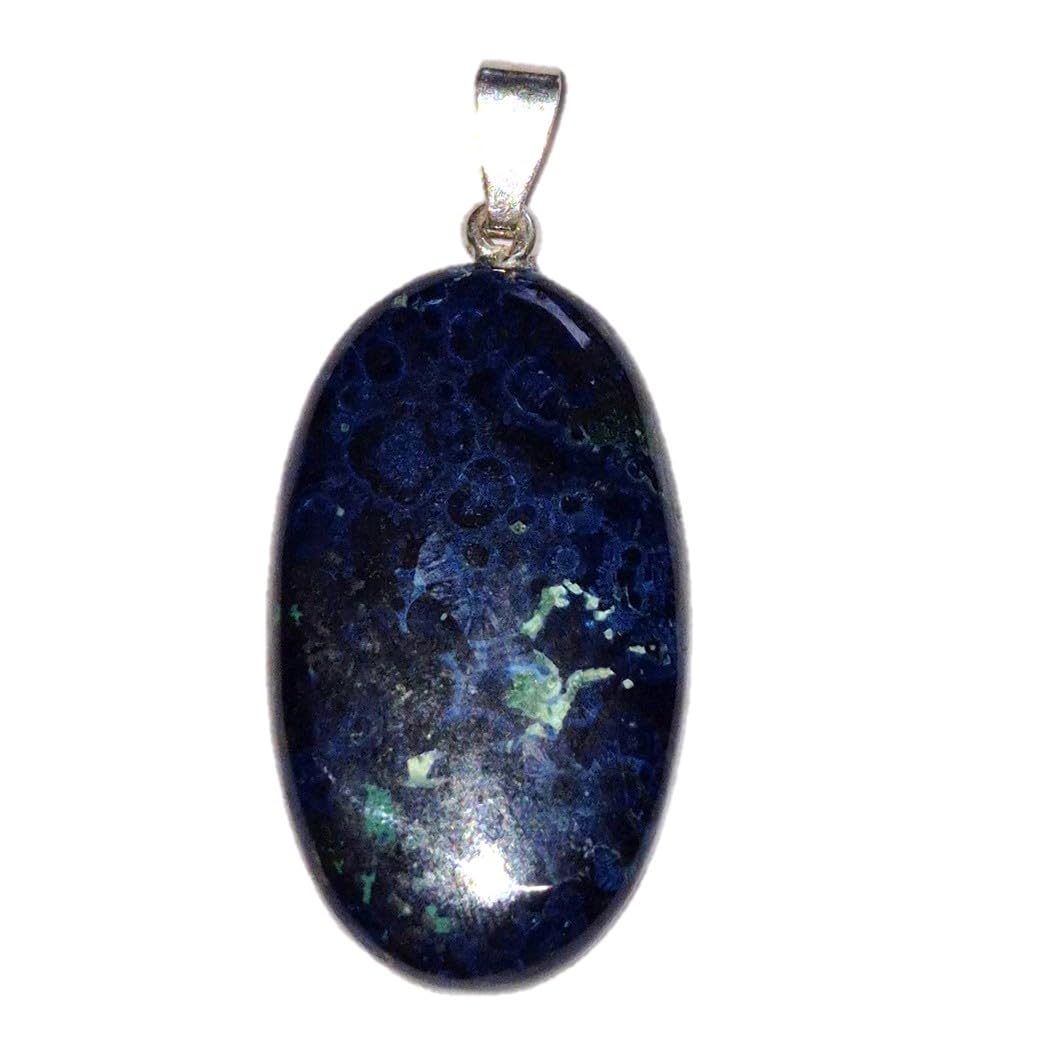 Azurit Edelstein Anhänger, 925 Silber Öse, Cabochon Design, Geschliffen und Poliert