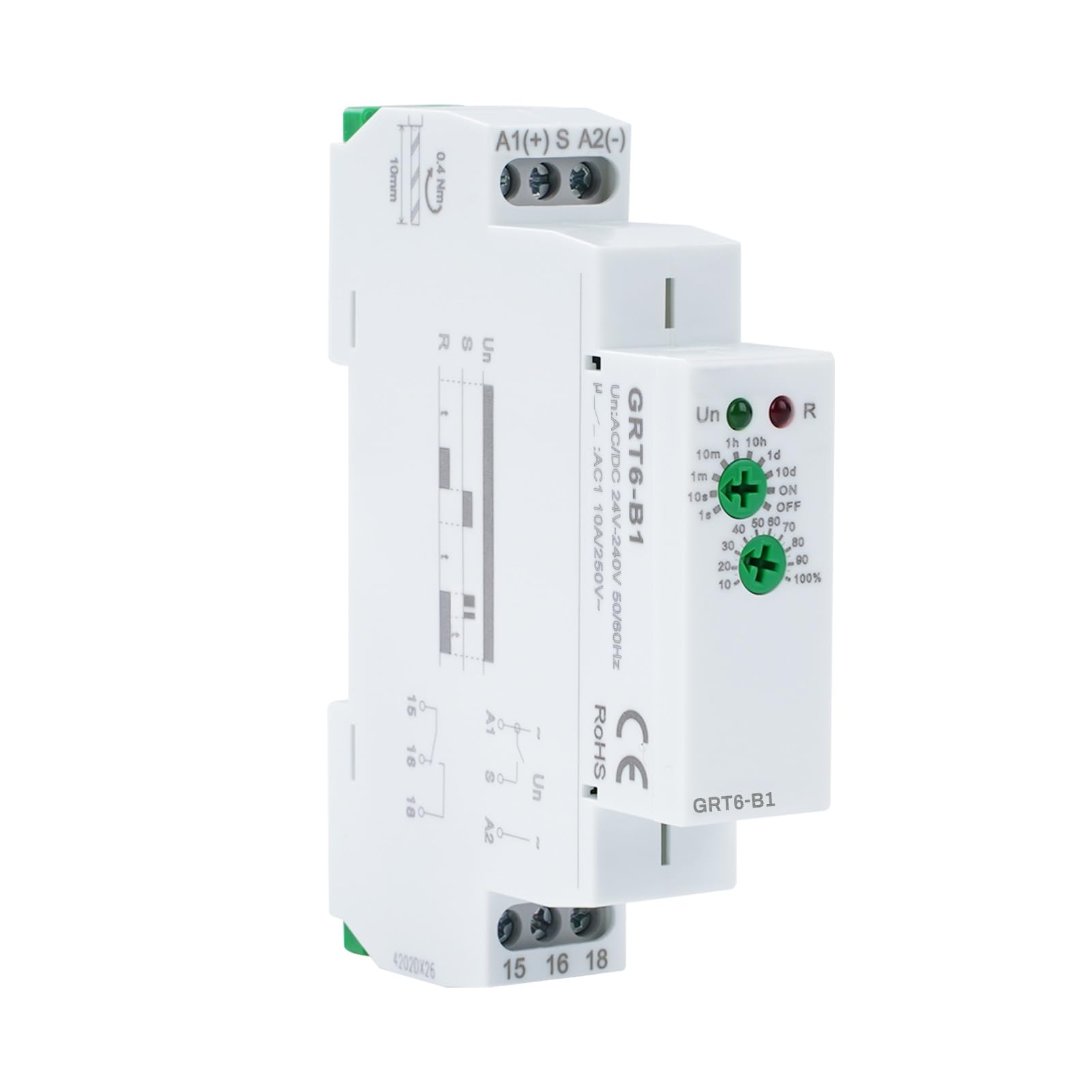 Buyweek GRT6-B1 przekaźnik czasowy przekaźnik czasowy mały przekaźnik opóźnienia wyłączania typ szyny DIN AC/DC24V-240V
