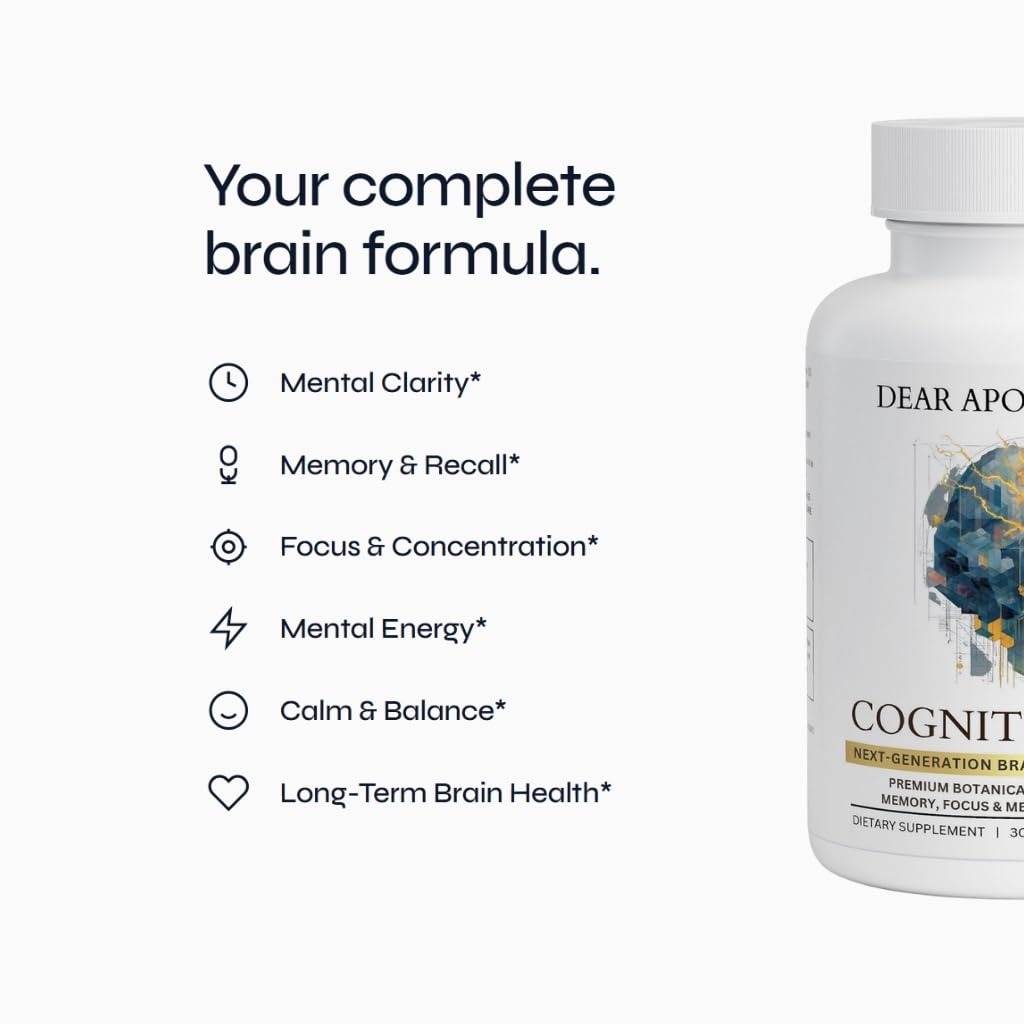Cognitive Max Dear Apothecary Nootropic Brain Supplement - Focus Memory Clarity Energy Concentration, DMAE Bacopa Phosphatidylserine Huperzine A, Non-GMO Gluten Free, 60 Count — Amazon image 2