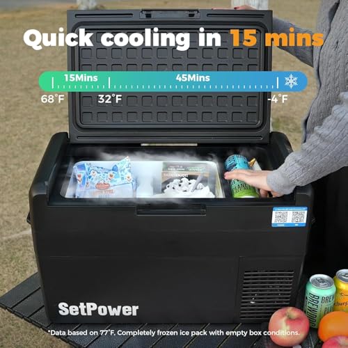 Image of Setpower Electric Cooler 21QT Car Refrigerator 12V Fridge RF20 | 35db,50H Keep cool,15-Mins Fast Cool,-4℉~68℉,Portable Fridge for Car Camping Truck RV SUV,1 Year Support on whole car fridge