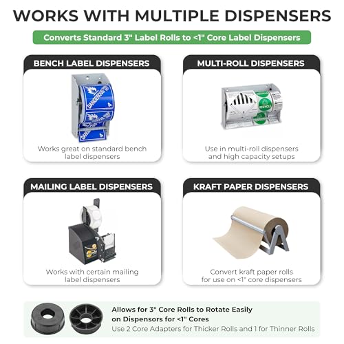 Adaptador de núcleo de 3 a 1 pulgada para organizar y colocar rollos de papel kraft 4