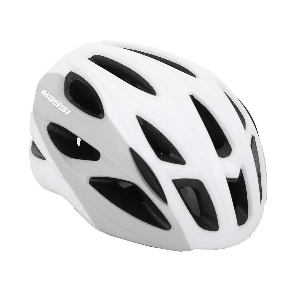Massi Pro Casco para Bicicleta, Deportes y Aire Libre, L, Blanco/Gris