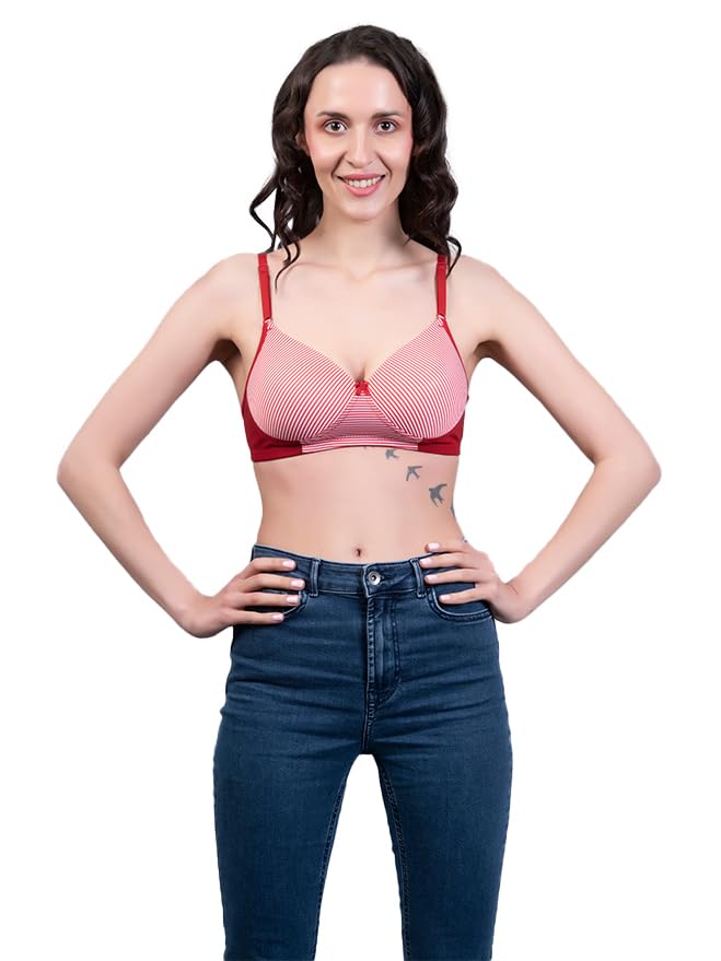 Women's T-Shirt Bra |Padded | Wirefree | Full Coverage with Magic Under Cup 32, B, Regular, Multi Multicolour-image-39