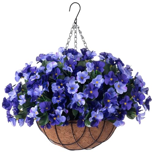 Muzrunq Flores Artificiales para Exteriores, Flores Colgantes Resistentes a los Rayos UV con Maceta de 12 Pulgadas, decoración del hogar para Interiores y Exteriores-