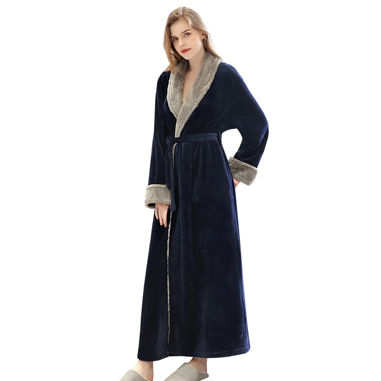 Vestaglia Lunga Donna in Pile con Cintura, Accappatoio da Donna in Morbido Pile, Spugna Pigiama Flanella Invernale per Casa Spa Hotel