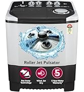 LG 7.5 kg 5 Star Wind jet dry Semi-Automatic Top Load Washing Machine (P7510RGAZ, Dark Gray, Roll...