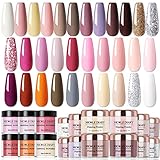 Bundle - NICOLE DIARY 32 Colors Dip Powder Starter Kit for French Manicure, DIY Nail Art