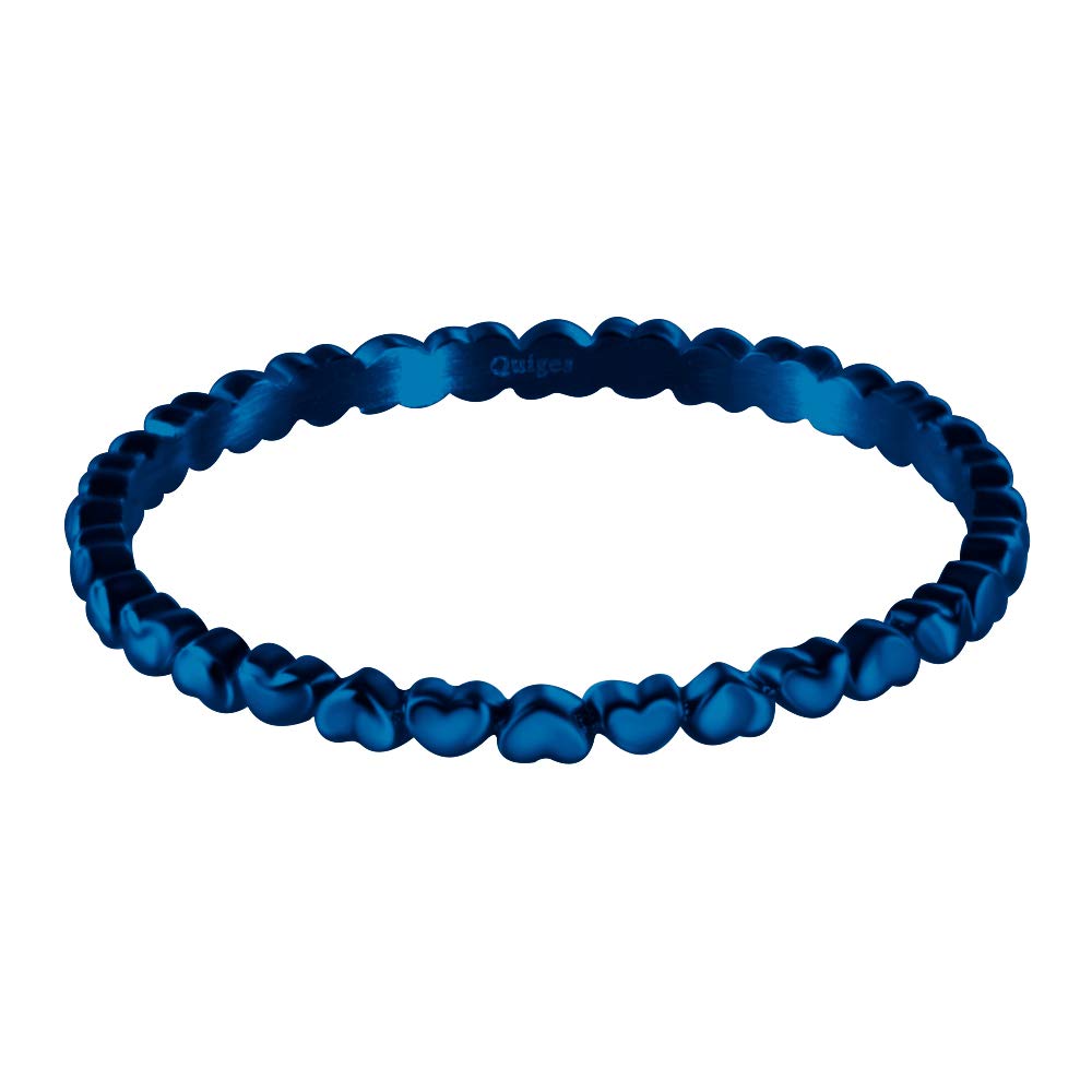 Quiges Argent Bleu Acier Inoxydable Oxyde de Zirconium Multicolore Combinaison Combinee Bague Solitaire Empilage avec 4 Anneaux Intérieurs et 1 Bague de Base Lot Set