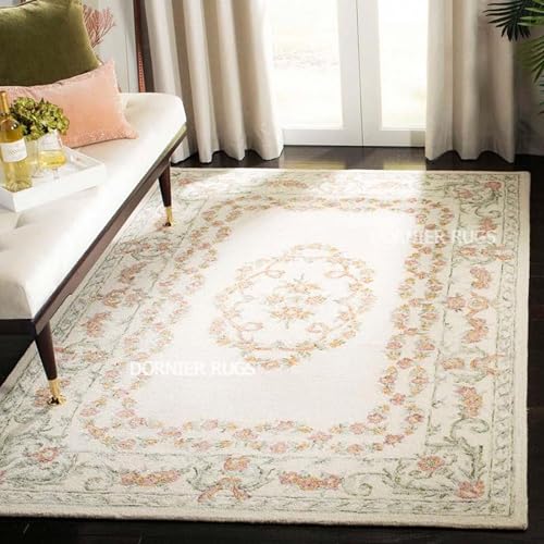 Image of 6x6 Ft Square Wool Rug - Hand-Tufted Woolen Carpet Ideal for Living Room Corners or Lounges