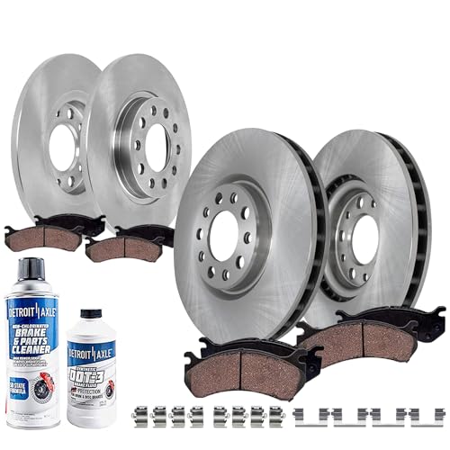 Image of Detroit Axle - Brake Kit Replacement for 2014-2022 Jeep Cherokee | Single Piston Front Calipers, Brakes Rotors Brake Pads 2015 2016 2017 2018 2019 2020 2021 12.99 inch Front and 10.95 inch Rear Rotor