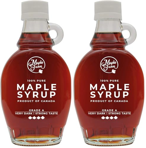 Jarabe de arce Grado A (Very Dark, Strong taste) - 189ml (250g) - Miel de arce - Sirope de Arce - Original maple syrup (Paquete de 2)