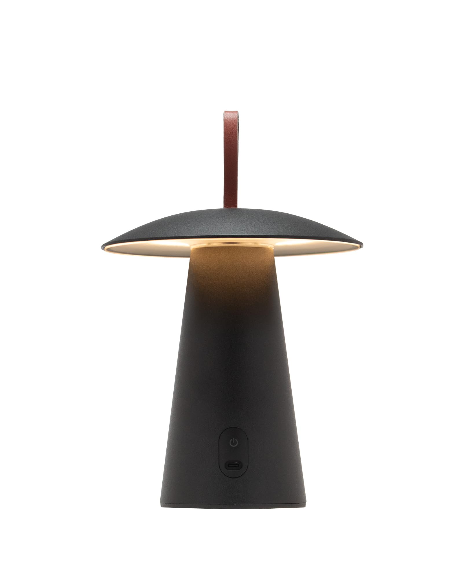 LUUK Studio Lampada da Tavolo LED Ricaricabile Senza fili a Forma di fungo, Controllo Tattile con Regolazione Continua, USB-C, IP54, Lampada Decorativa Moderna Interni, Camera da Letto, Esterni, Nero