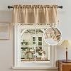 Beda Home Tassel Linen Textured Swag Curtain Valance for Farmhouses Kitchen Light Filtering Rustic Short Swag Topper for Small Windows Bedroom Privacy Added Rod Pocket Design 52W x 18L Brown