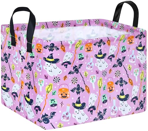 Image of Happy Halloween Ghost Storage Basket Gift Laundry Bins Collapsible Storage Baskets Box Laundry Nursery Hamper for Home and Office Decoration with Handles
