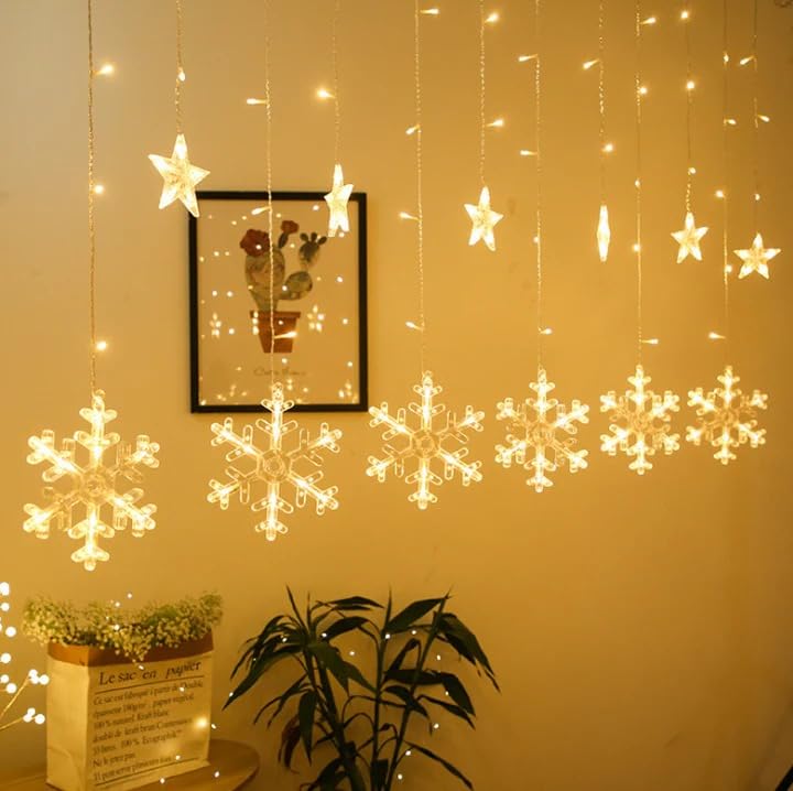 VELOCIOUS Plastic Led 12 Snow Flake Curtain Lights 138 Led 8.2 Feet Curtains String Lights Window Curtain Lights Sourced (3 Meter, Warm White) (String Light) Ac (Snow Flake Curtain) (B0BBC7J1PT) Amazon Price History, Amazon Price Tracker