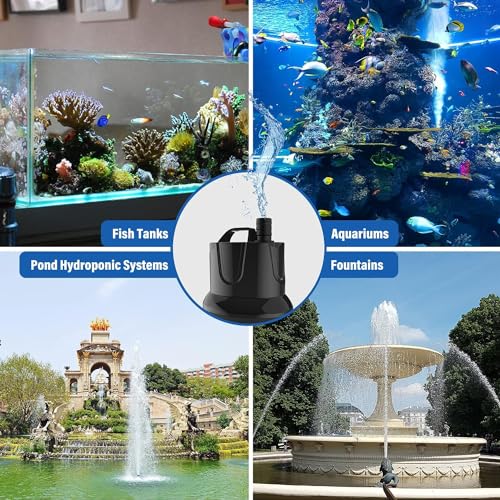 Image of Simple Deluxe 1056GPH 85W Bottom Suction Water Table Pump (4000L /H) with 3 Nozzles for Fish Tank, Pond, Aquarium, Hydroponics, Black