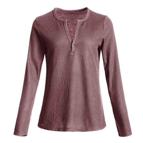 Image of Famulily Womens Long Sleeve Tshirt V Neck Loose Fit Soft Waffle Knit Thermal Tops