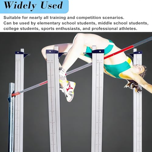 Estándares altos de salto de 30 a 230 cm, equipo de campo ajustable con base estable y ruedas, acabado duradero con recubrimiento en polvo para competiciones escolares