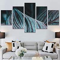 SIGNWIN 5 Panel Canvas Wall Art Modern Art Decorative Elements Expressive Leaves Multicolor Patterns Photography for Home Decorations Ready to Hang - 60