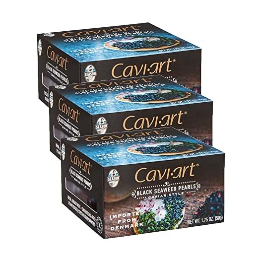 Season Caviart Black Seaweed Pearls Vegan Caviar, Award-Winning, 3.5 Oz